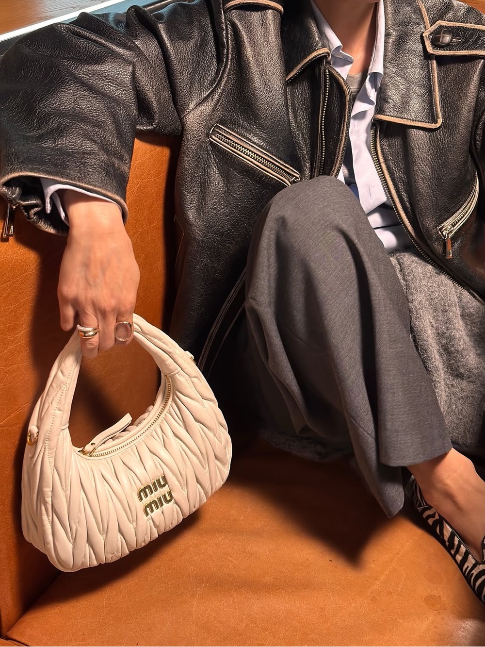 Mini Wander Dumpling Matelassé Nappa Hobo Bag in White - Picture 15 of 16